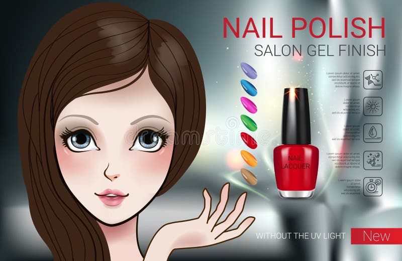 Vector Illustration with Manga style girl and nail polish.