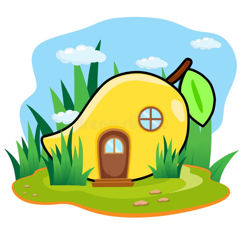 Vector Illustration of Mango Fruit House Stock Vector Illustration of