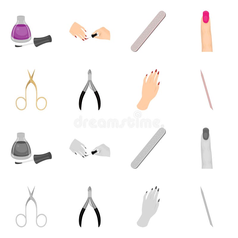 Vector Illustration of Manicure and Makeup Symbol. Collection of ...