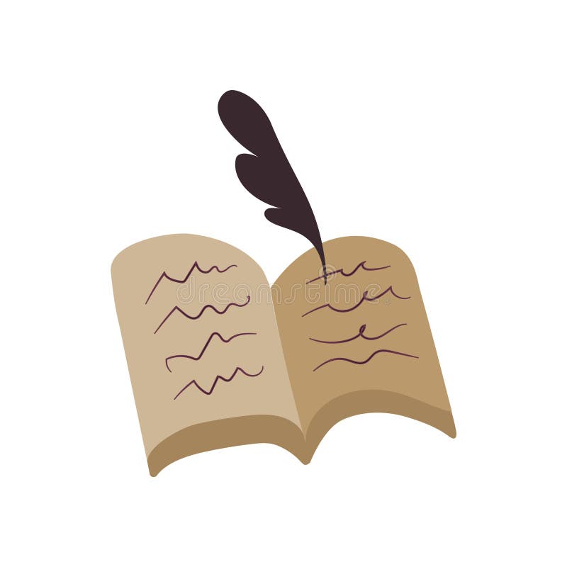 Vector Illustration Of A Manuscript  With A Feather Old 