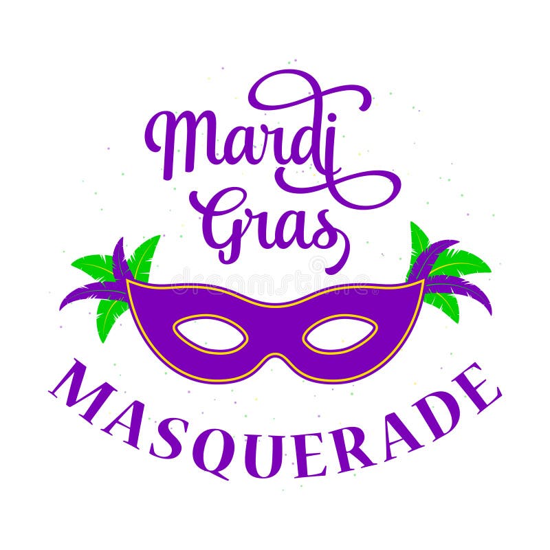 Mardi Gras Lettering Typography Set. Emblems, Logo with Text Sign Stock ...