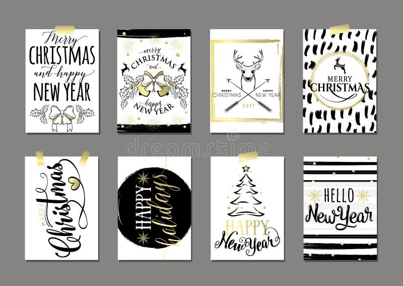 Vector illustration of Merry Christmas and Happy New Year card set royalty free illustration Vector illustration of Merry Christmas and Happy New Year card set royalty free illustration