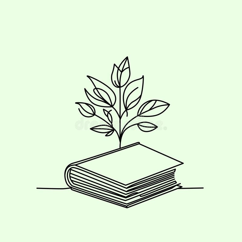 Vector illustration minimalism book and leaves vector illustration