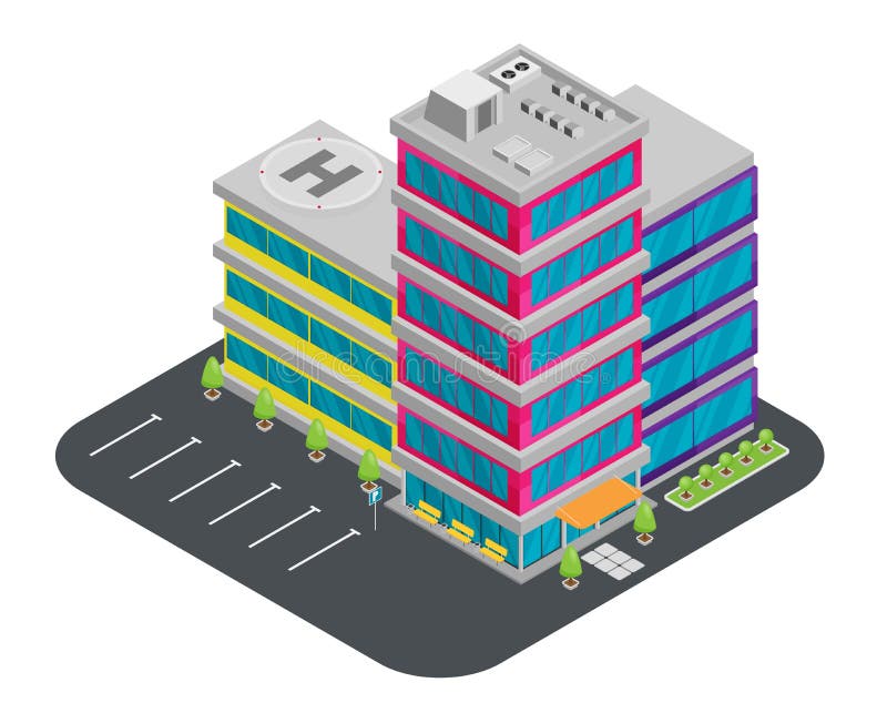 A Vector Illustration of Modern Art Office Building. Isometric Office Stock Vector