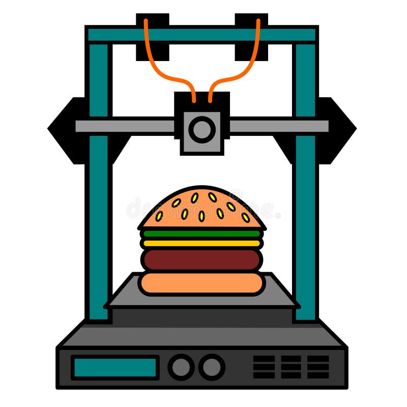 Vector Illustration of a Modern 3D Printer with Hamburger Which Can Be Even  Used for Food Printing Stock Vector - Illustration of additive, kitchen:  193003950