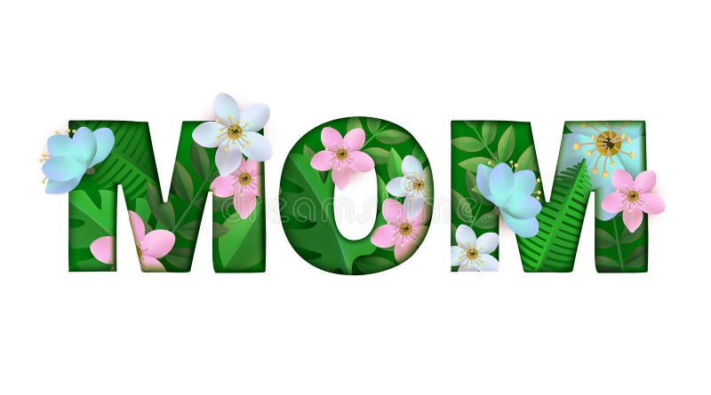 Download Vector Illustration Of Mom Word Floral Design Isolated On White Background. Stock Vector ...