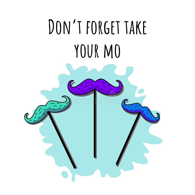 Vector illustration with multi colored moustaces stock illustration