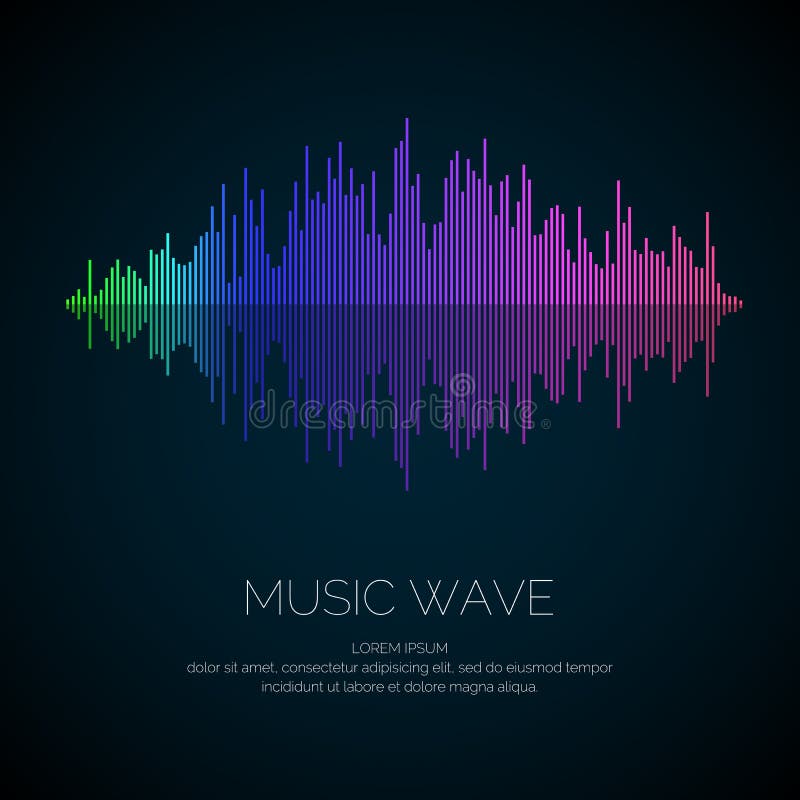 Vector illustration of music wave in the form of the equalizer on dark background