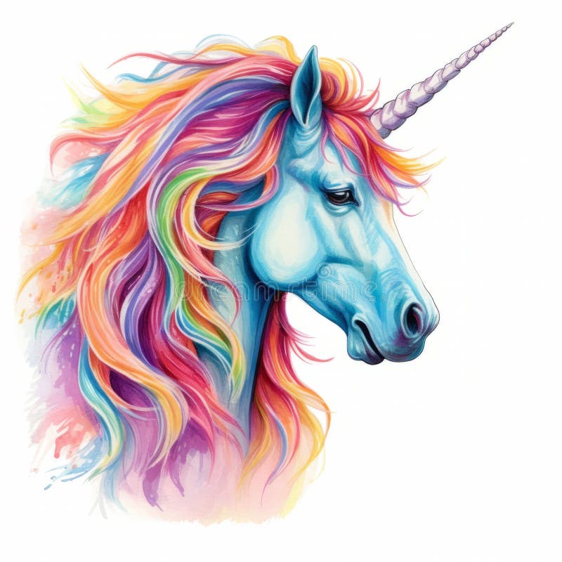 An Vector Illustration of a Mythical Unicorn, with a Rainbow-colored ...