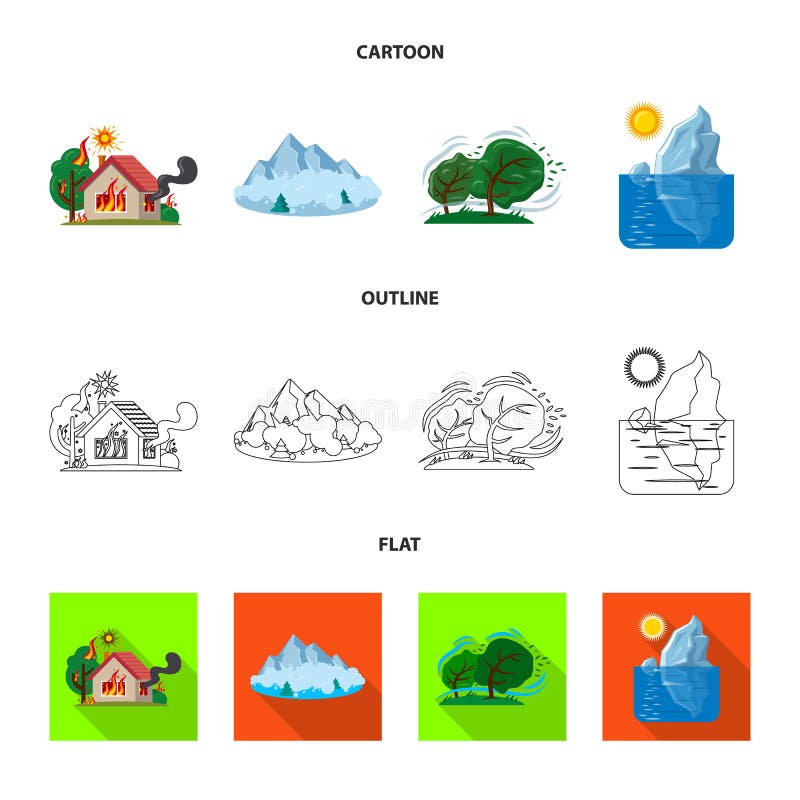 Vector design of natural and disaster logo. Set of natural and risk stock symbol for web. vector illustration