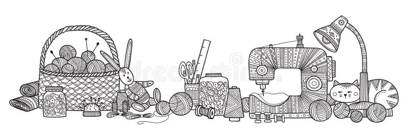 Download Vector Illustration Of Needlework, Sewing Tools Stock Vector - Illustration of cotton, leisure ...