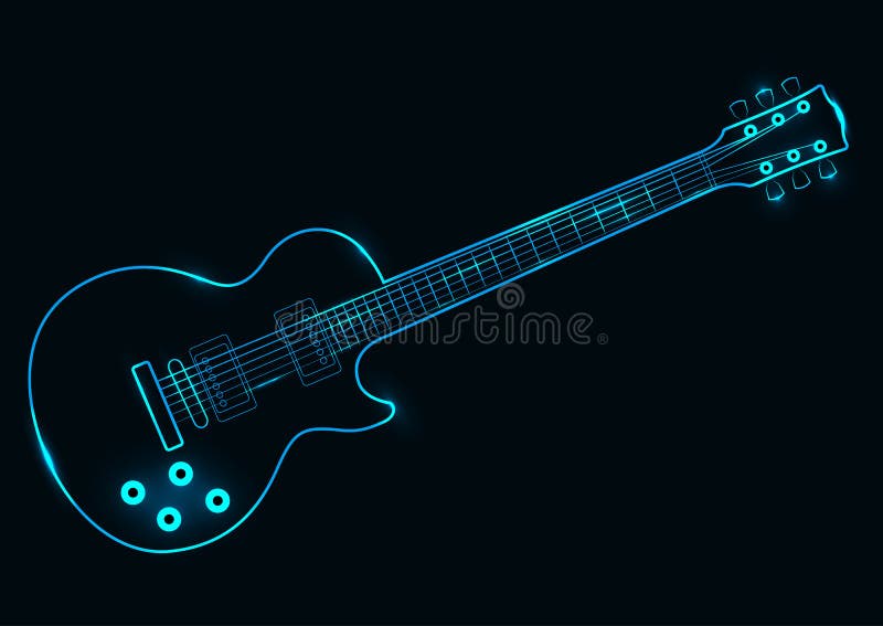 Vector illustration of a neon guitar vector illustration