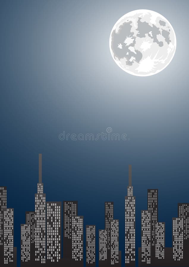 Vector illustration of night city with copy-space