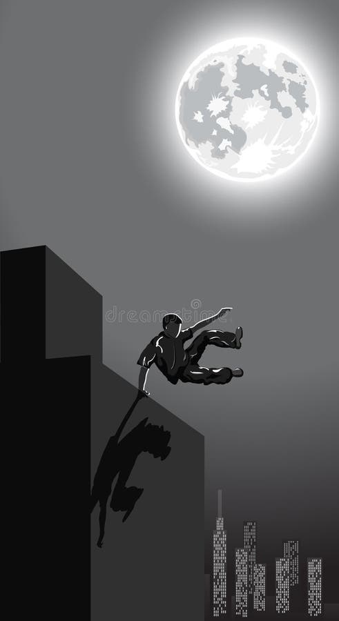 Vector illustration of night urban parkour