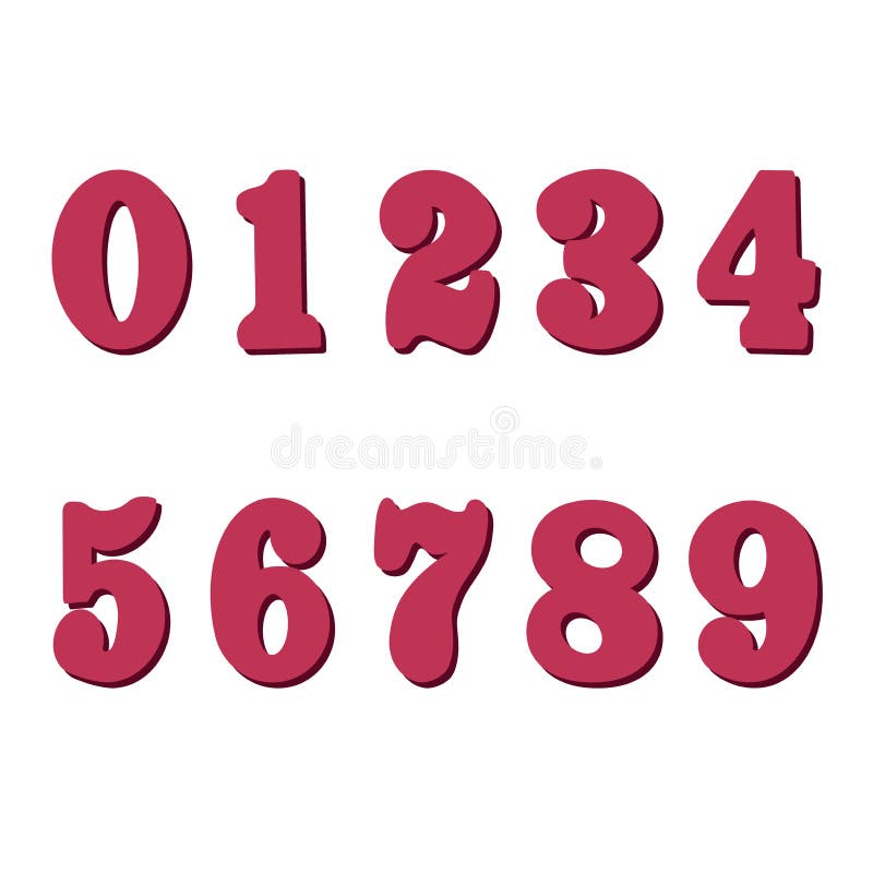 Vector illustration of numbers from zero to 9 a set of hand drawn