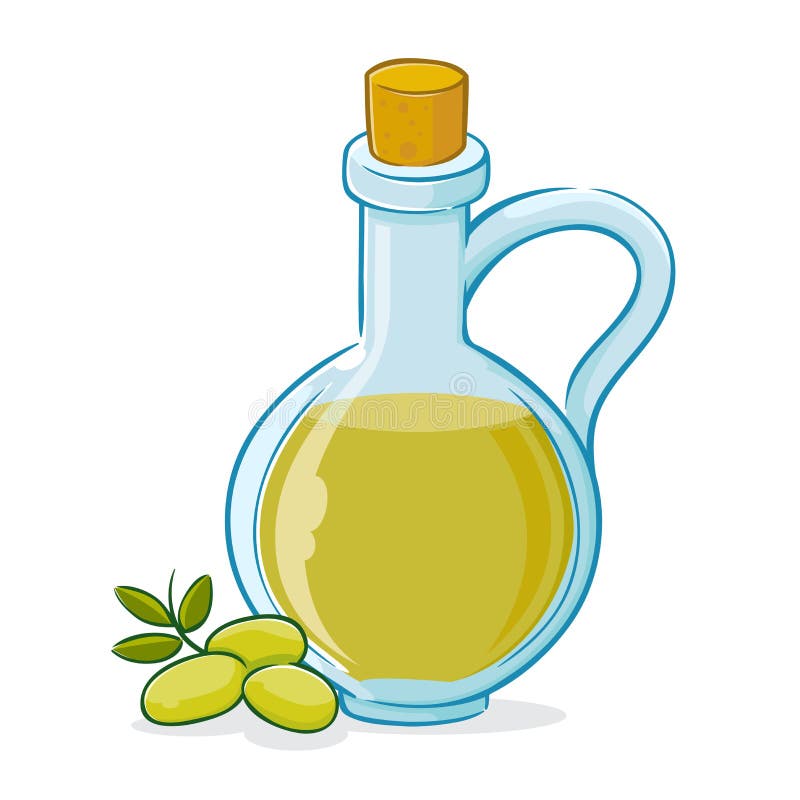Vector Illustration of Olive Oil in Bottle. 