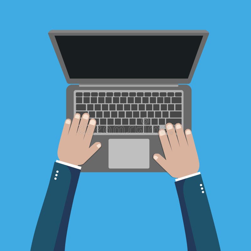 Work at the computer, learning online. vector illustration