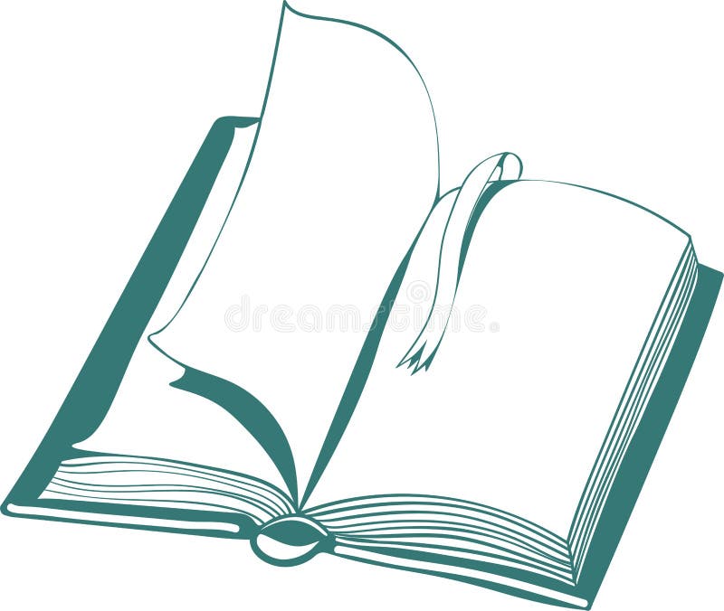 Sketch - open book with bookmark Royalty Free Vector Image