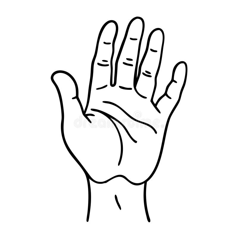 Vector Illustration Open Hand Outline Symbolizing Human Connection and Communication stock illustration