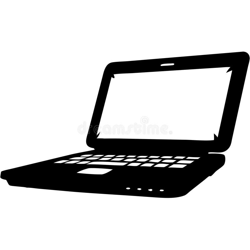 Vector Illustration of Open Laptop Silhouette for Technology Design and Graphic Projects royalty free illustration