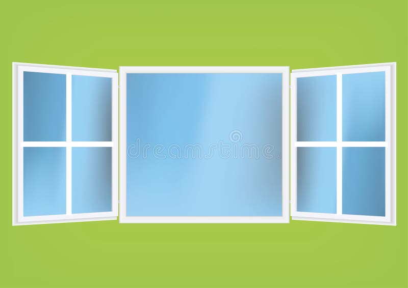 Vector illustration of an open window with shades