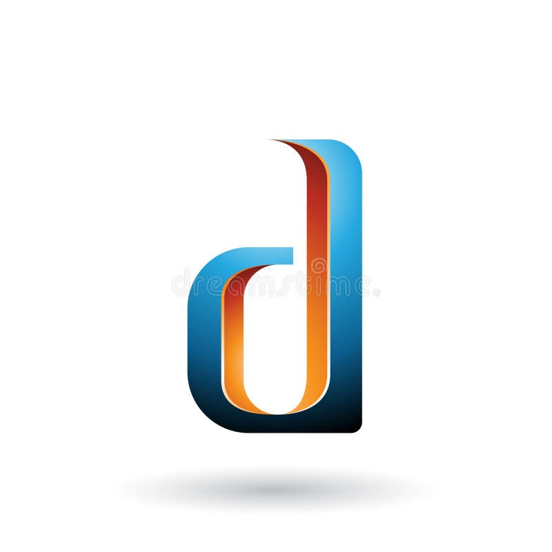 Orange and Blue Shaded Letter D isolated on a White Background vector illustration Orange and Blue Shaded Letter D isolated on a White Background vector illustration