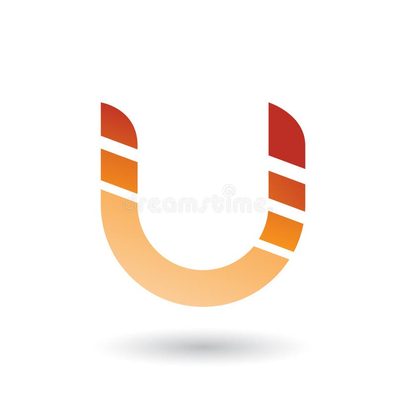 Orange Striped Bold Icon for Letter U Vector Illustration Stock Vector ...