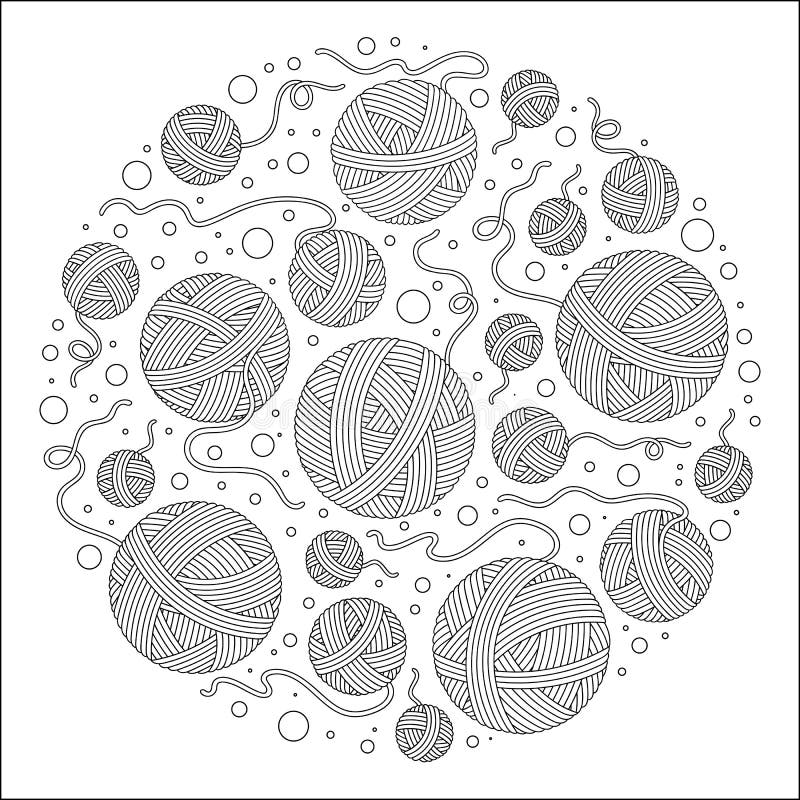 Download Vector Illustration Outline Drawing Yarn Balls Stock ...