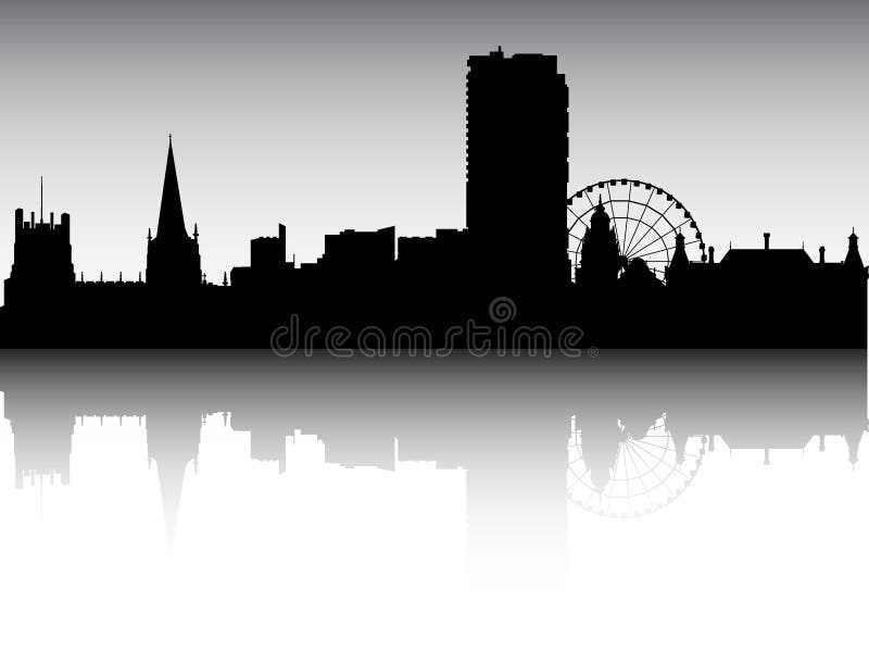 Panoramic Silhouette Skyline of Sheffield United Kingdom vector illustration