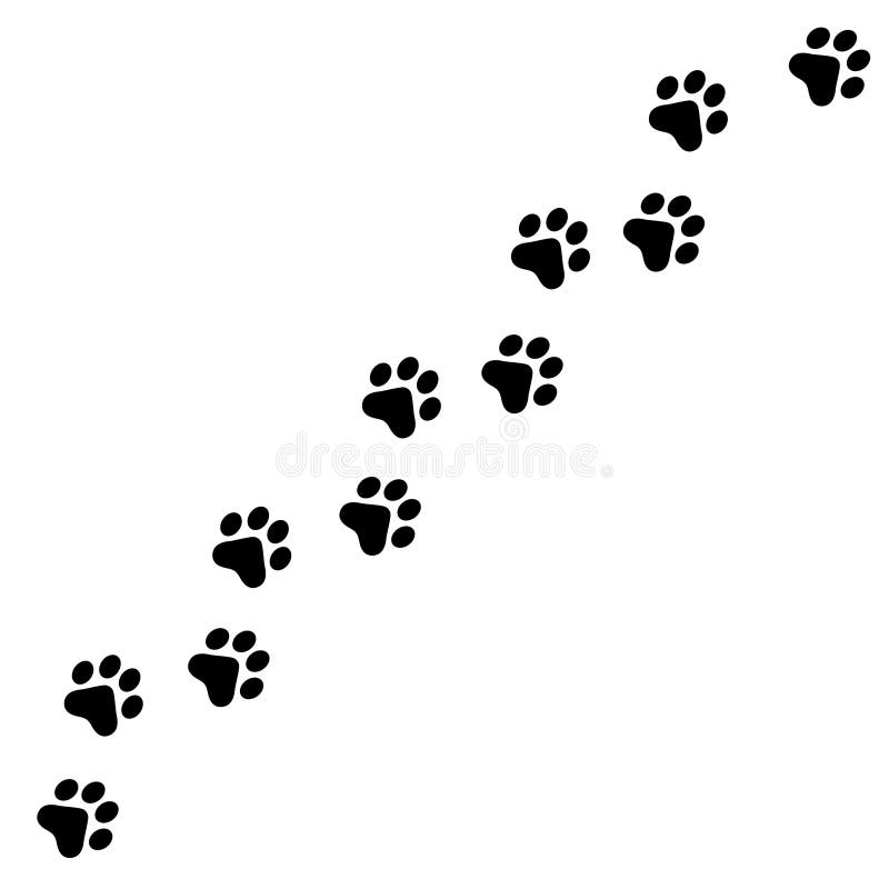 Oblique paw prints path vector