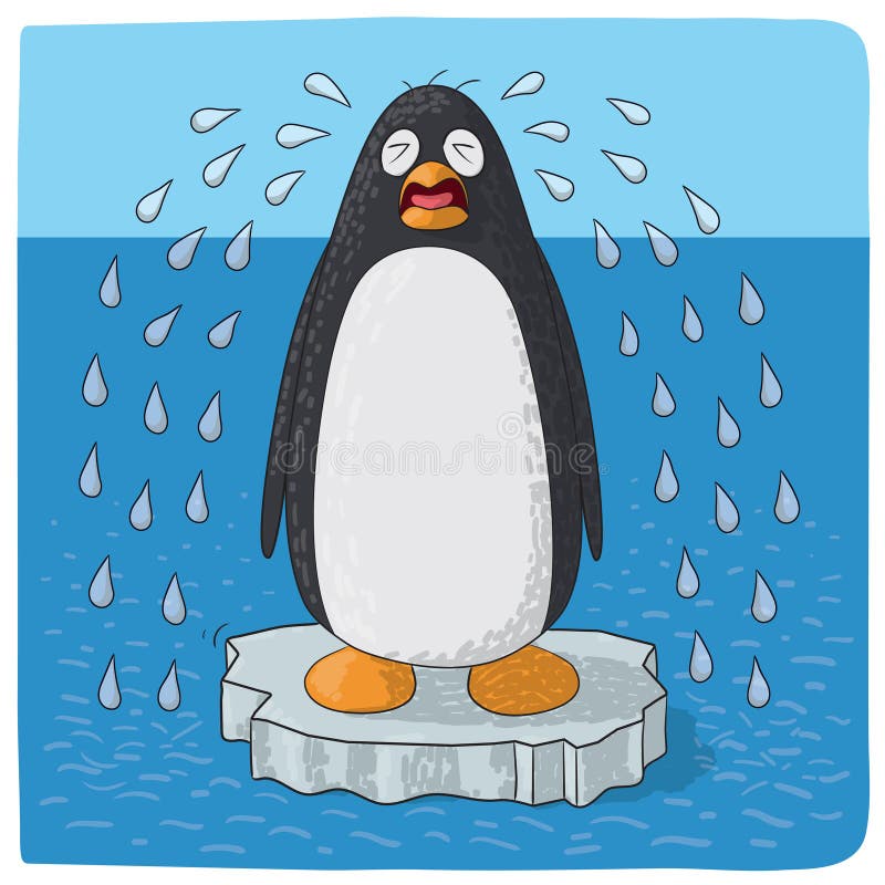 Penguin Crying for Climate Change Stock Vector - Illustration of