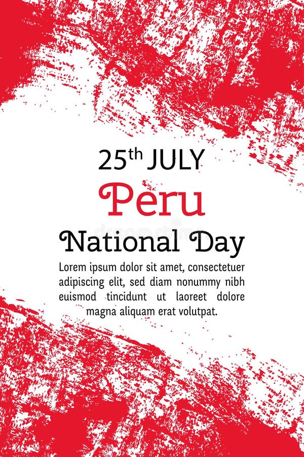 Vector illustration Peru National Day, Peruvian flag in trendy grunge style. 28 July design template for poster, banner