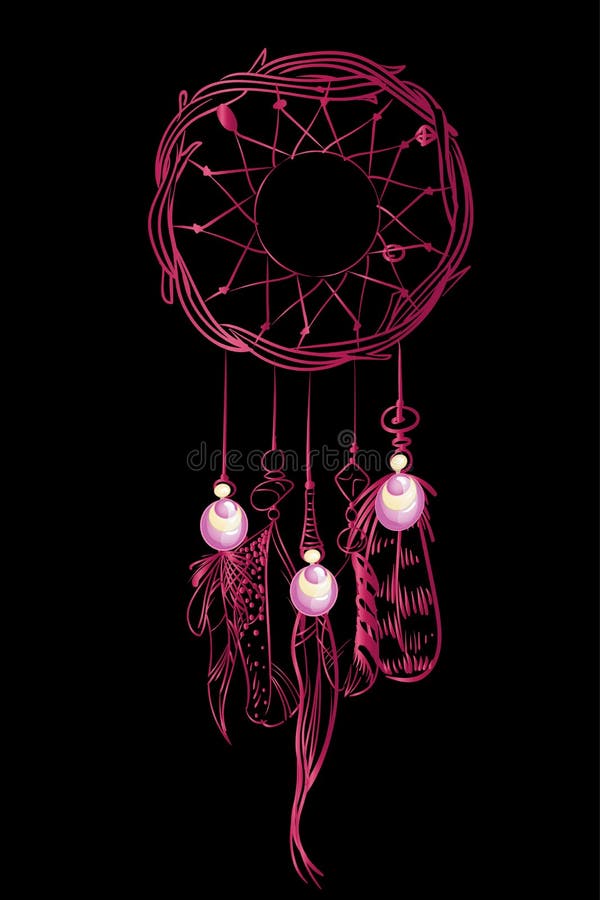 Vector Illustration with Pink Luxury Dream Catcher with Feathers and Jewels on a Black Background. Ornate Ethnic Items, Feathers, Stock Illustration - Illustration of expensive, catcher: 119037331 Vector Illustration with Pink Luxury Dream Catcher with Feathers and Jewels on a Black Background. Ornate Ethnic Items, Feathers, Stock Illustration - Illustration of expensive, catcher: 119037331