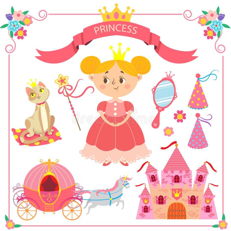 Pink princess set stock vector. Illustration of palace - 27455580