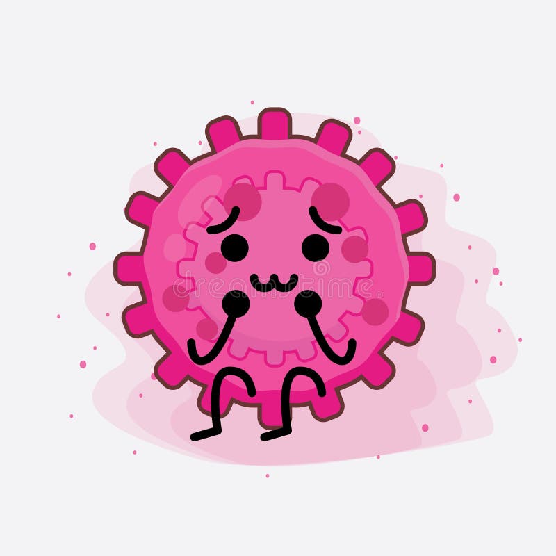 Pink Virus Cute Character Illustration with Simple Face, Hands and Legs ...