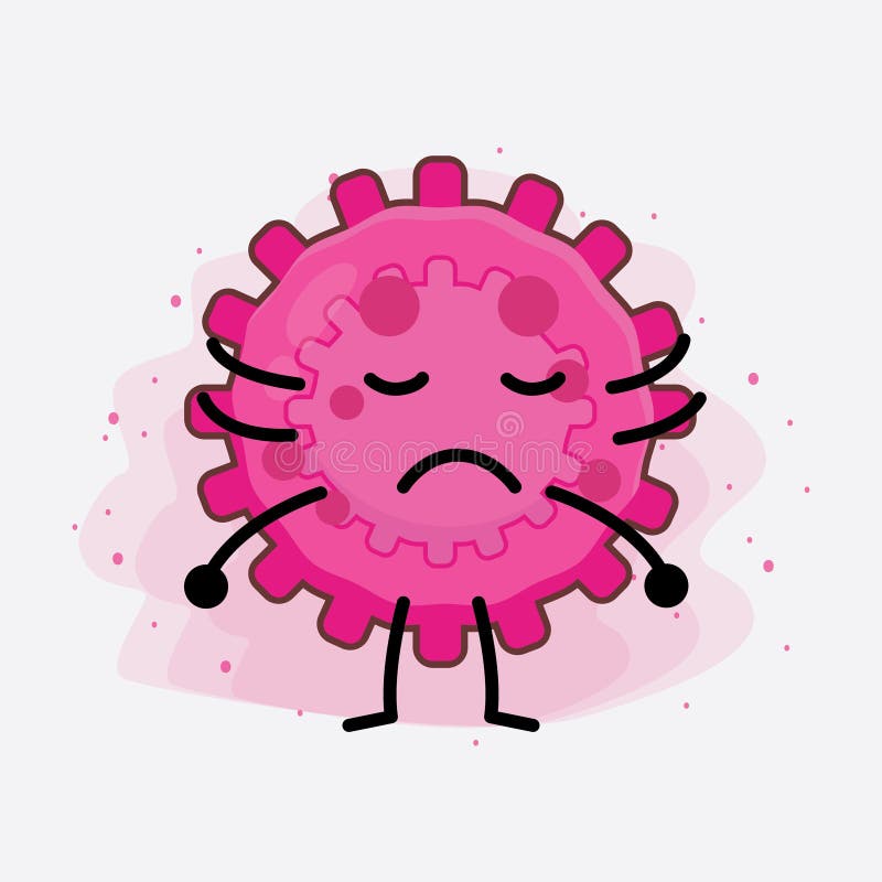 Pink Virus Cute Character Illustration with Simple Face, Hands and Legs ...