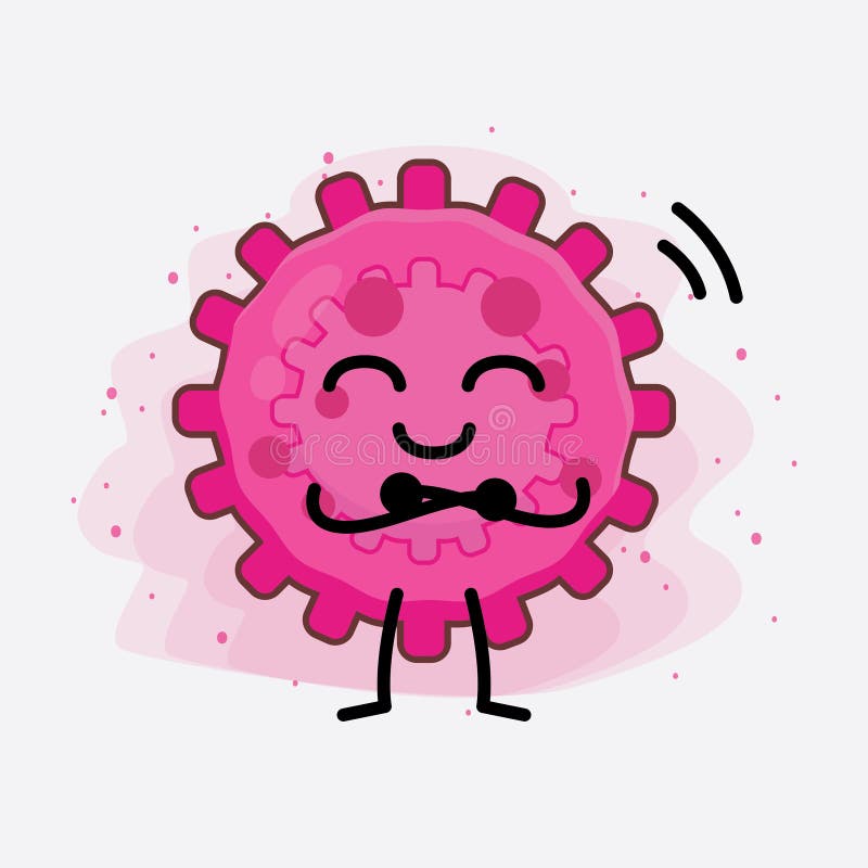 Pink Virus Cute Character Illustration with Simple Face, Hands and Legs ...