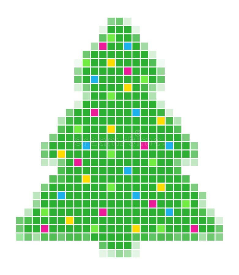 Pixel christmas tree stock illustration. Illustration of pixel - 1397806