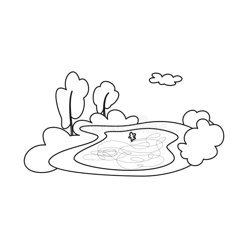 Vector illustration of pond and ice icon. Set of pond and winter stock symbol for web.