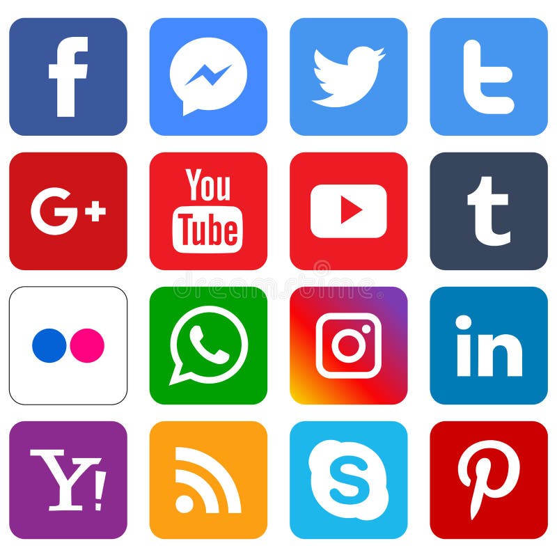 9 New Logo-icons Social Media (vector) Editorial Photo - Illustration ...