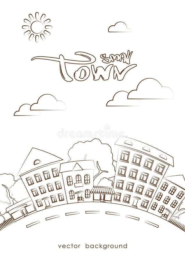 Little boy drawing a pretty small town Royalty Free Vector