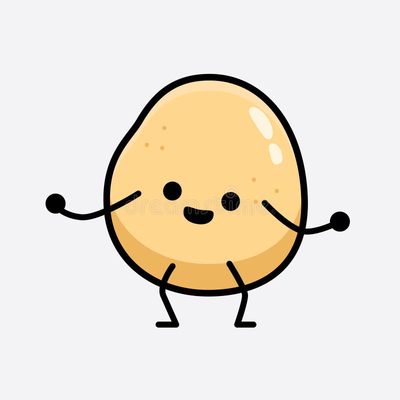 Vector Illustration of Potato Character with Cute Face and Simple Body ...