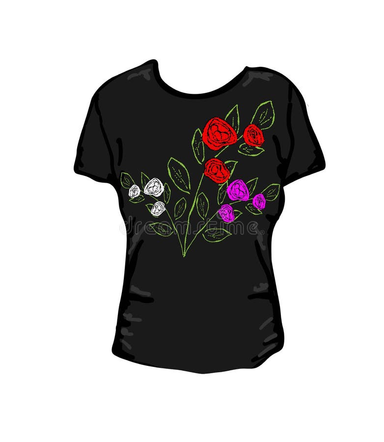 Vector Illustration Print with Rose for T-shirt and Other Uses Stock ...