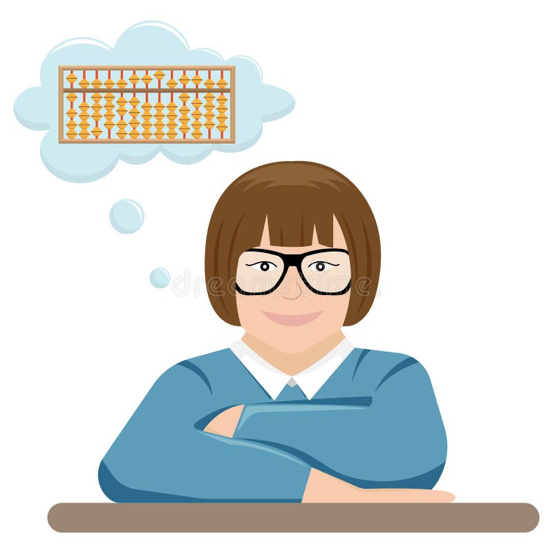 Vector illustration of the pupil the engaged mental arithmetics stock illustration