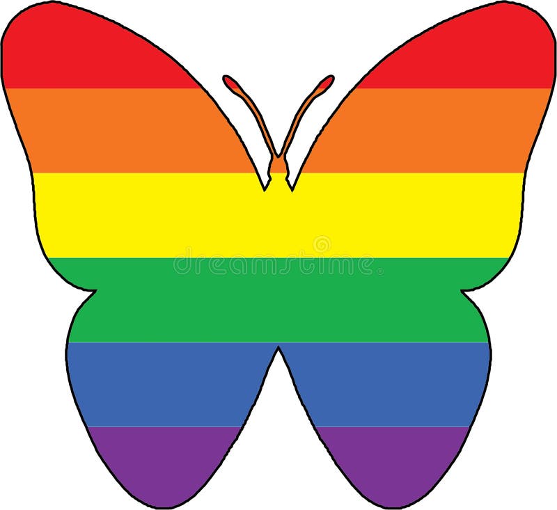 Vector Illustration Rainbow Butterfly Symbol for LGBTQ Pride on White Background stock illustration