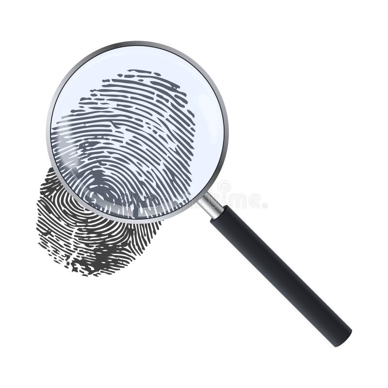 Magnifying Glass Fingerprint  Great PowerPoint ClipArt for Presentations 