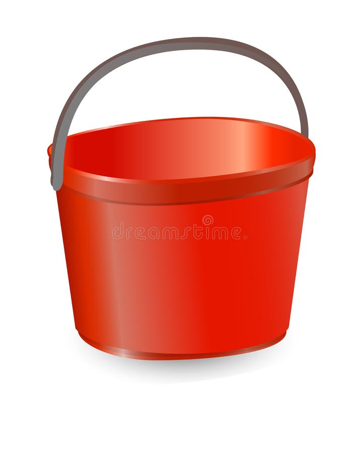 vector illustration of plastic buckets for cleaning, green and red buckets  on a white background Stock Vector