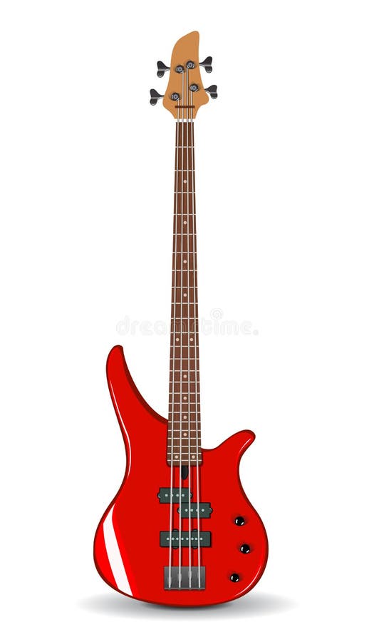 Vector illustration of red bass guitar