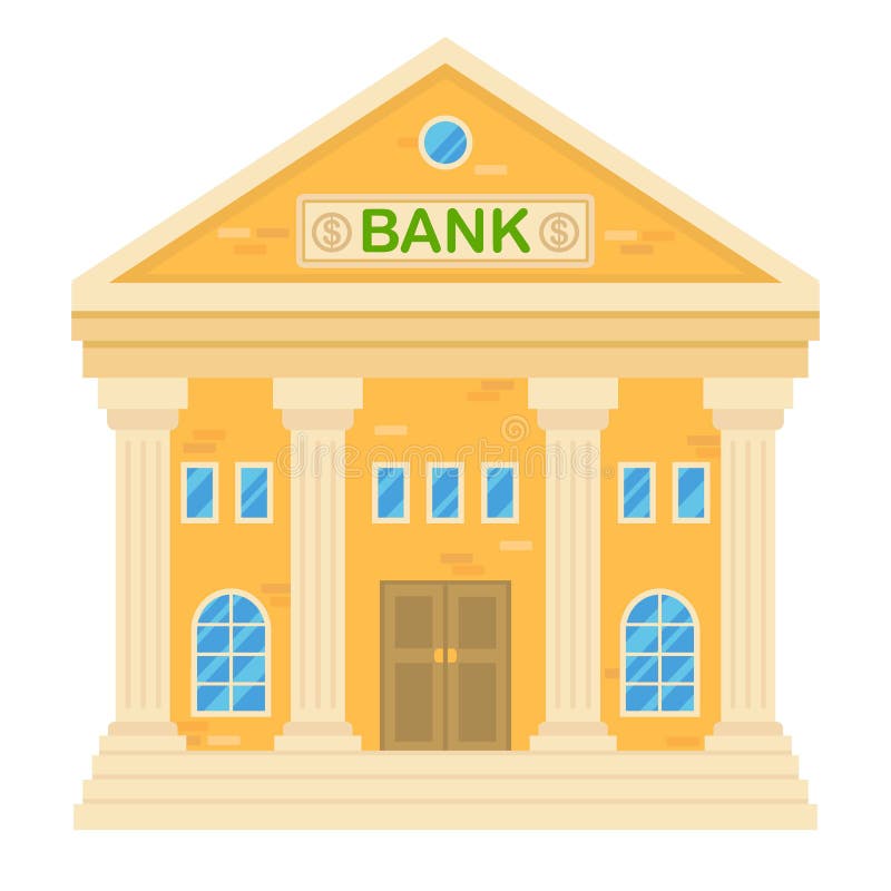 Vector Illustration Of Retro Bank Building Facade Of A Classic Stock