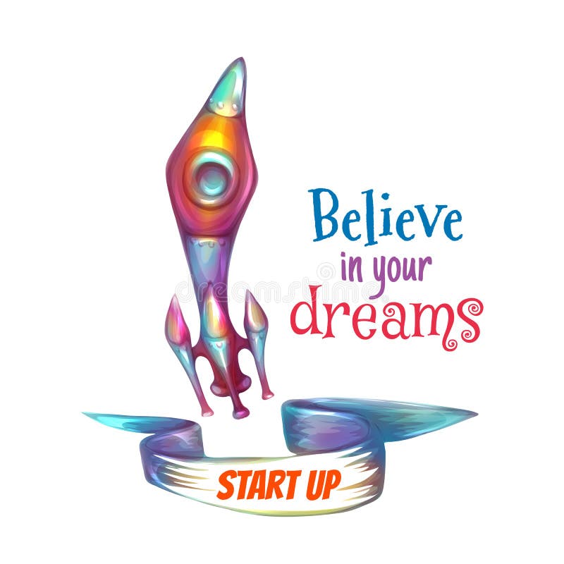 Vector Illustration of Rocket with Text Stock Vector Illustration of